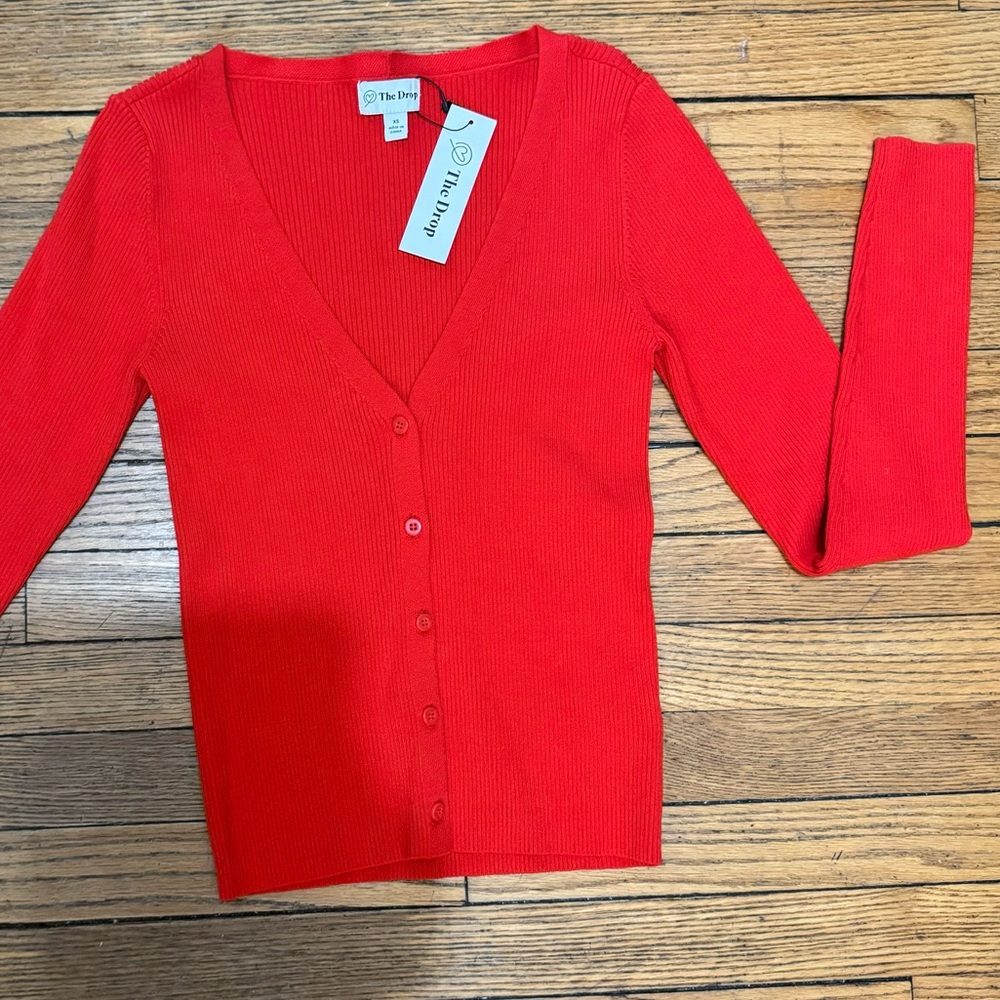 NWT! The Drop ribbed red cardigan, XS
